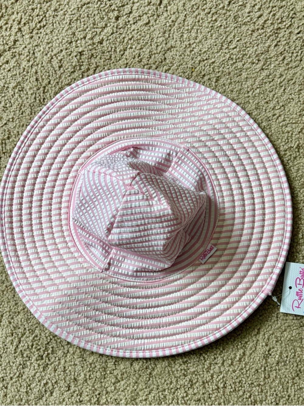 NWT Ruffle Butts Pink Striped Sun Hat- 12m-2T